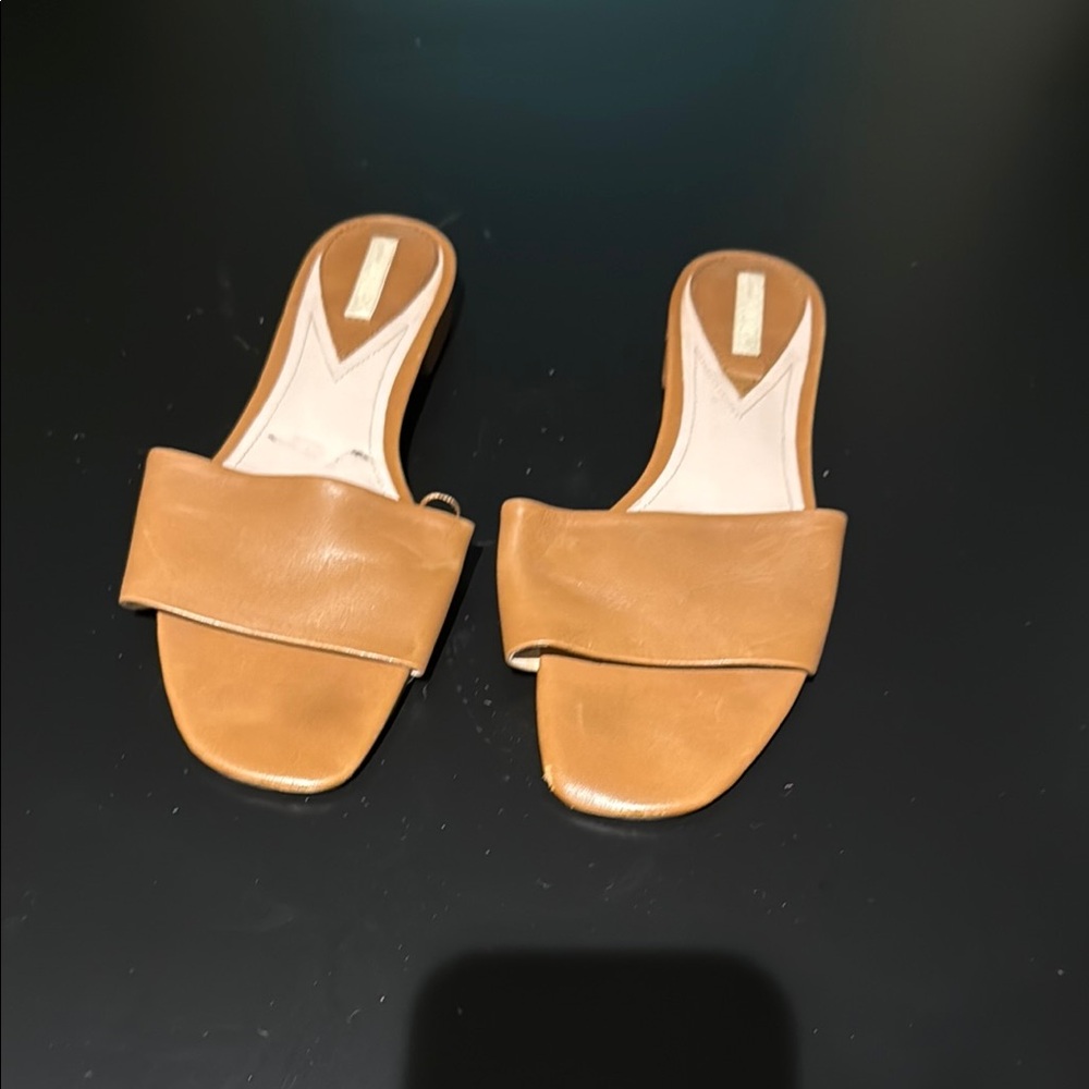 Elegant Tan Women's Slide Sandals leather H&M